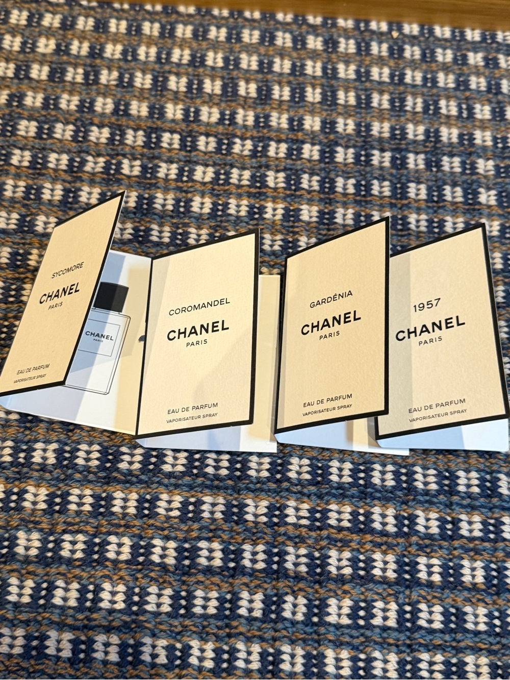 CHANEL Perfume Sample Cards in Cream and Black
